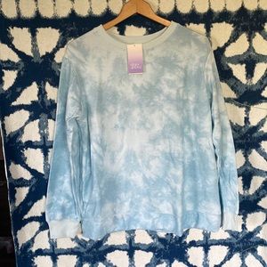 Stars above blue tie dyed cozy soft sweatshirt